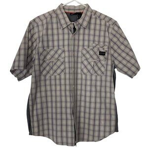 HARLEY DAVIDSON Button Down Short Sleeve Checker Shirt Men Gray L 63-3